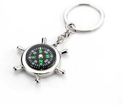 MAG BEE Stylish Round Compass Key Chain (Silver) Key Chain