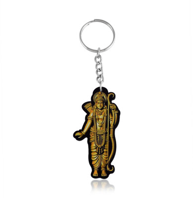 Dzinetrendz Wooden Laser cut Shri Ram Keychain Hindu Keyring Key Chain