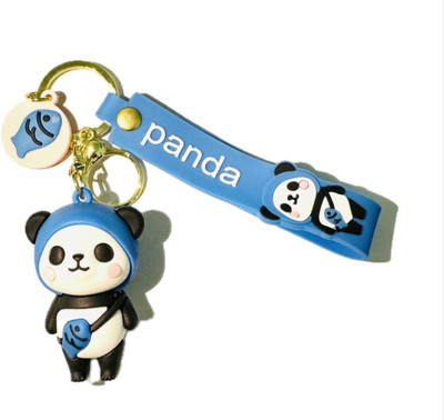 SHRI JI Cutiepie Blue Panda Keychain with Blue Panda Strap and Fish Charm Key Chain