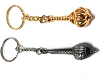 Meeko.com 3 Sided Gada With gold gada key chain 01a Key Chain