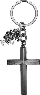 AFH Holy Jesus Cross Grey Peacock Charm Gifting keychain for Men and Women Key Chain