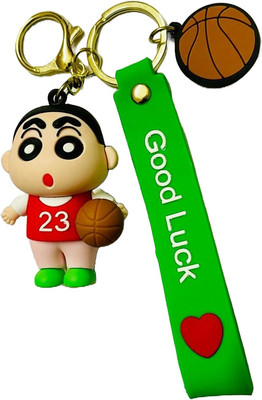 GKM Shinchan carrying basketball 3D CUte keychain with hook strap Key Chain