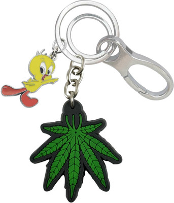 SHOKY LOOKS Attractive Green Leaf In Rubber With Beautiful Tweety Durable Locking Lock Key Chain
