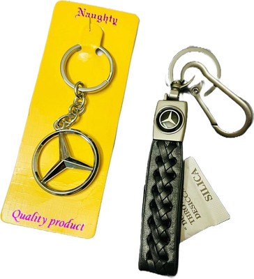 GKM Mercedes Stripped premium quality & chrome finish keychain with hook Key Chain