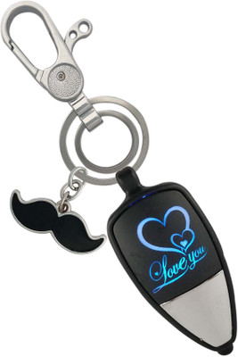 HANDSOME ISK High Quality Multicolor Love U Light Stainless Steel Locking Hook With Mustache Key Chain