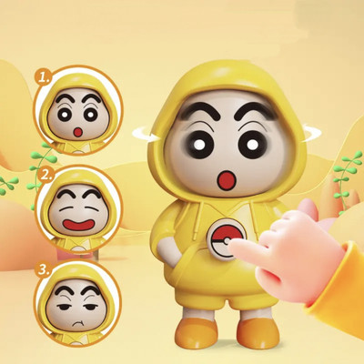 AirSoft Adorable Shinchan Funny Desk Toy Hoodie Cartoon Expression Changing Collectible Key Chain