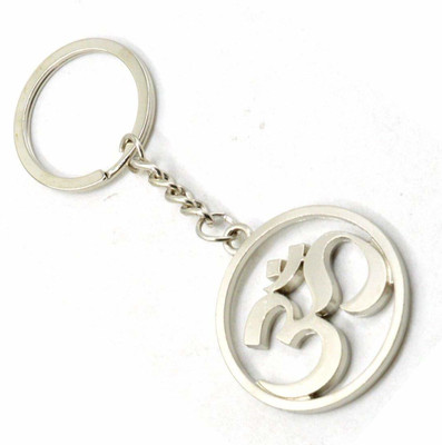 Bambble Metal Hindu Religious Symbol OM Design Key Chain Accessory for Women and Men Keychain for Car | Keyrings for Car | Key Chains for Bike | Key Holder | Keys Organizer - Silver Key Chain