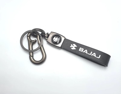 NSV Bajaj Car Logo Leather-Metallic Locking Key Chain