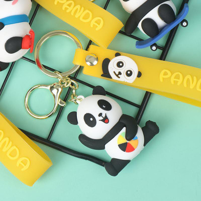 gtrp Cartoon Panda Keychain Sports Weightlifting Skating Panda Key Key Chain