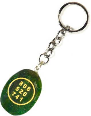 REIKI CRYSTAL PRODUCTS Green Jade Zibu Symbol Stone Cabochon Keychain, for Money Keychain (1pc) Key Chain