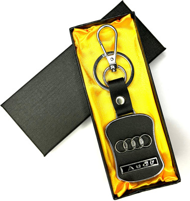 FLAMBE audi R Leather box Car Keychain Genuine Leather Key Chain