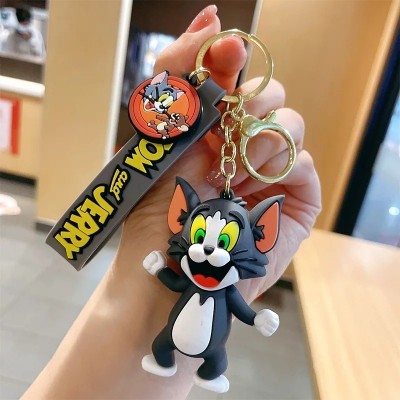 GT Gala Time Cute Cartoon Tom 3D Key Chain Metal Key Ring Birthday Gift Girl Boy Kid Silicone Key Chain