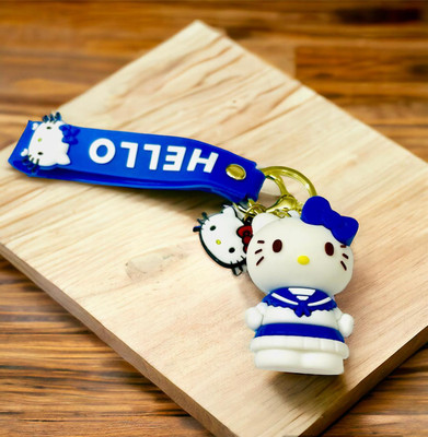 GKM High quality Kitty charm strap trendy 3D pvc keychain with hook Key Chain
