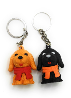 Jdp Novelty 2pc set Premium 3D Rubber Figure of Quite Dogs.Use as Charm, Car,Bike Key Chain