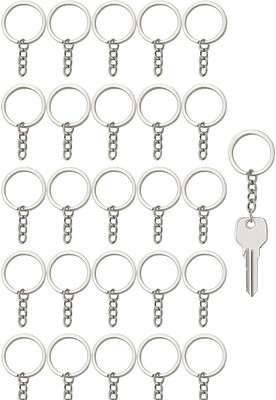 Greyart Keychain Rings with Chain and Jump Rings for DIY Craft Projects pack of 30 Key Chain