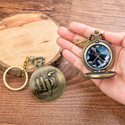 Tiny Tim Harry Potter Printed Dial Vintage Pocket-Watch Gandhi Style Metallic Best Gift Key Chain