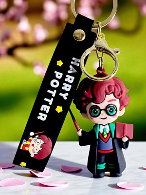SSAppliances Harry Potter Silicone Keychain with Book & Wand | Cute Cartoon Style Key Chain