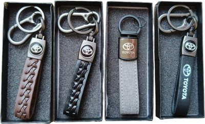 JNV Multicolour Leather Keychain Compatible With TOYOTA Cars (Pack Of 4) Key Chain