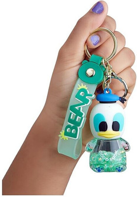 CherryBox Water Glitter,Cute Floating Liquid Filled Keychain & Plushie Strap,Duck Design Key Chain