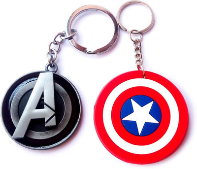 ShopTop Rotating Premium The Avengers Captain America Metal Keychain with rubber Key Chain
