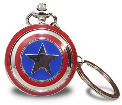 HappierYou Captain America Shield Pocket Watch Keychain Key Chain