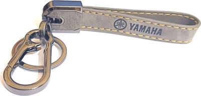 YAMAHA logo light grey leather with hook Key Chain