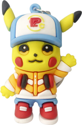 ZOQQI Pikachu Baseball Cap Keychain Pokémon Design, Soft Silicone Action Figure, Fun Key Chain