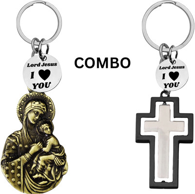 The Men Gift Lord Jesus Keychain Combo– Sacred Heart Religious Keyring Set ShivkeyCom639-676 Key Chain