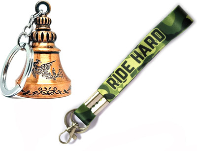 Meeko.com Ride hard tag key chain with Guardian bell key chain for bike and scotter Key Chain