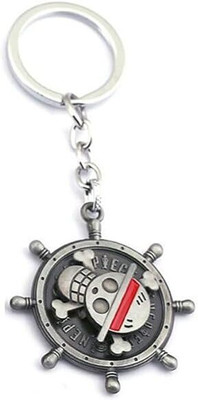 Pinaka One Piece Anima Manga Ship Steering Wheel Spinning Rotating Silver Keychain Key Chain