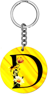 AFH Alphabet D Flower Intial New Gen Love Charm Gift Yellow Keychain for Men,Women Key Chain