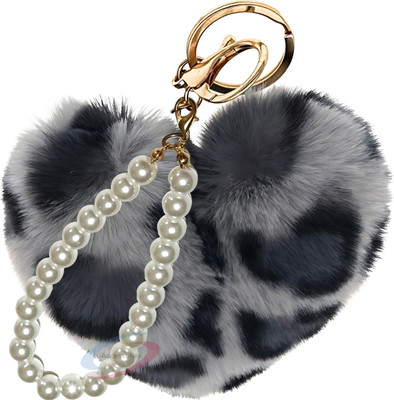 iAccessories Soft Pom Pom Heart with Pearls Key Chain