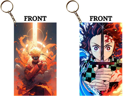 Hariyaali Enterprises LLP NARUTO NINE TAILS CHAKRA X TANJIRO SWORD SKILLS Unique Style 2 pcs Combo Key Chain