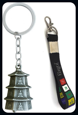 Meeko.com grey pagoda & new ladakh small-02ZAW-A Key Chain