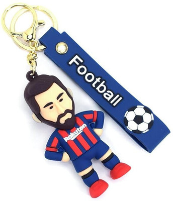 gtrp Blue Red Messi Stand 3D Rubber With Long Ribbon 03-New329 Key Chain