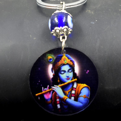 AFH Lord Vasudev Krishna Basuri Evil Eye Charm Protection Keychain for Men and Women Key Chain