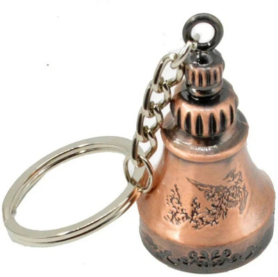 Jainjon Brass Metal Temple Bell Religious Brown Keychain Key Chain