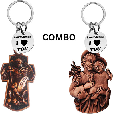 M Men Style Double-Sided Lord Jesus Combo Keychain – Jesus Christ Key Ring Medal Com650-635 Key Chain