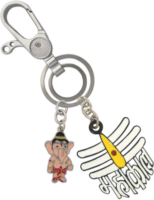 SHOKY LOOKS Mahakal Shiv Shanker Locking Hook With Ganesha Full Metal High Quality Key Chain