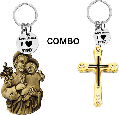 M Men Style Lord Jesus Keychain Combo– Sacred Heart Religious Keyring Set SkeyCom636-674 Key Chain