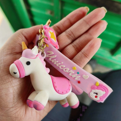 INDIANA HUDA Unicorn Cartoon Cute 3D Keychain | Strap Charm & Hook Anime & Cartoon Key Chain