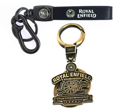 CRAZYGOL Royal Enfield Keychain Metal and leather combo pack 2 Key Chain