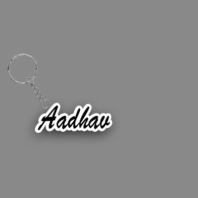 SY Gifts SYG Aadhav Name Keychain White And Black Key Chain