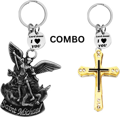 M Men Style Double-Sided Saint Michael Keychain – Jesus Christ Key Ring Medal Com649-674 Key Chain