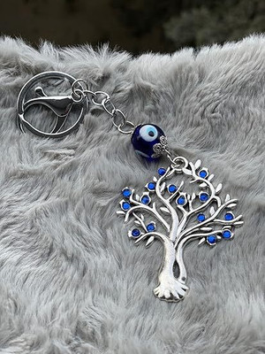 ravariya graphics Tree Shape Blue Evil Eye Keychain Crystal alloy Keyring for Men and Women Key Chain