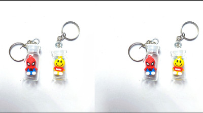 SHIVRAJ 4 pcs keychain 2 smile teddy and 2 Spiderman cutest key chain Key Chain