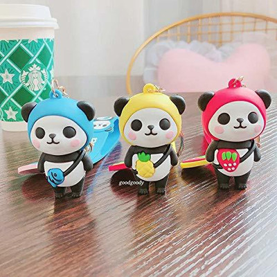 gtrp Cute Panda Keychain with Strap Heavy Quality Pack Of 3 Key Chain
