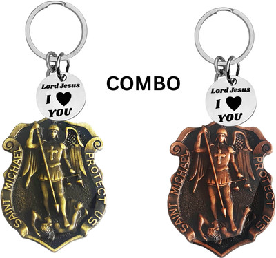 M Men Style Double-Sided Saint Michael Keychain – Jesus Christ Key Ring Medal Com645-644 Key Chain