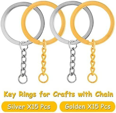 Fanqew Gold/Silver Color Metal Split Keychain Ring 15 silver and 15 golden key ring Key Chain
