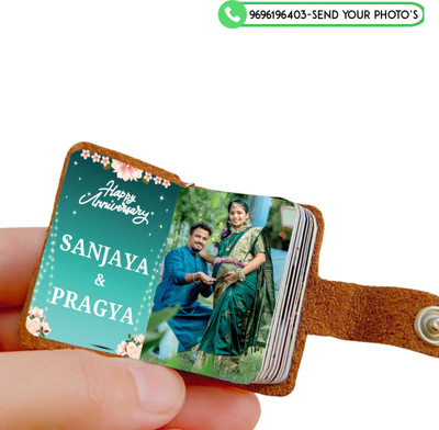FLASHINGCLICK Personalized Leather Keychain 12-24 Photos Perfect for and Special Moments Days Key Chain